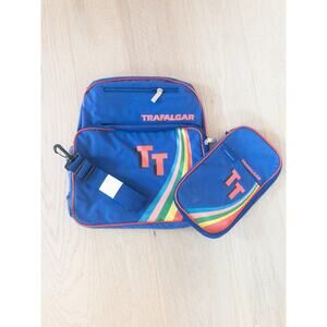 Trafalgar Tours Vintage 90s Rainbow Retro Travel Bag Passport Holder Matched Set